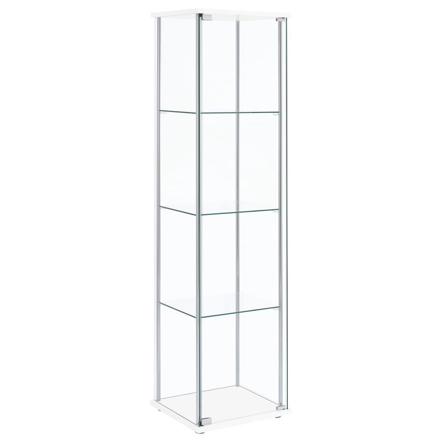 Bellatrix - 4 - Shelf Clear Glass Curio Cabinet - White Curio Cabinet modern furniture Contempo Furniture