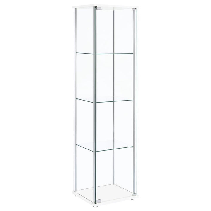 Bellatrix - 4 - Shelf Clear Glass Curio Cabinet - White Curio Cabinet modern furniture Contempo Furniture