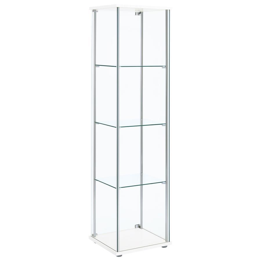 Bellatrix - 4 - Shelf Clear Glass Curio Cabinet - White Curio Cabinet modern furniture Contempo Furniture