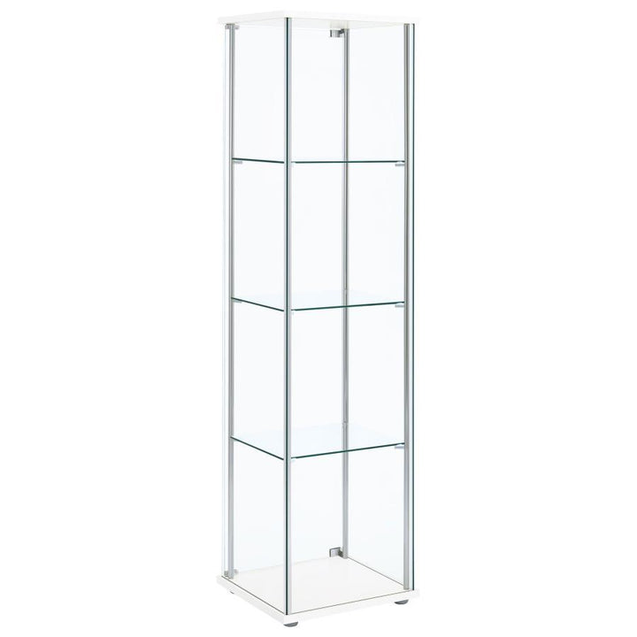 Bellatrix - 4 - Shelf Clear Glass Curio Cabinet - White Curio Cabinet modern furniture Contempo Furniture