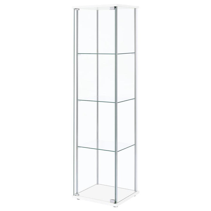 Bellatrix - 4 - Shelf Clear Glass Curio Cabinet - White Curio Cabinet modern furniture Contempo Furniture
