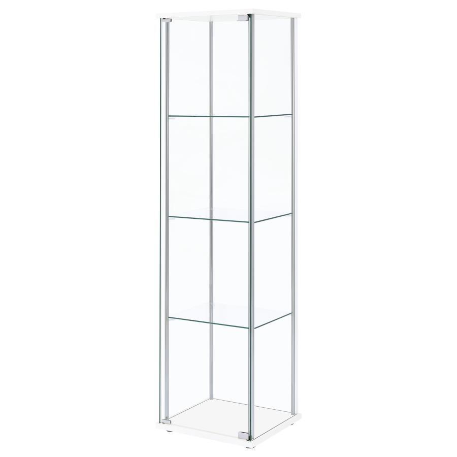 Bellatrix - 4 - Shelf Clear Glass Curio Cabinet - White Curio Cabinet modern furniture Contempo Furniture