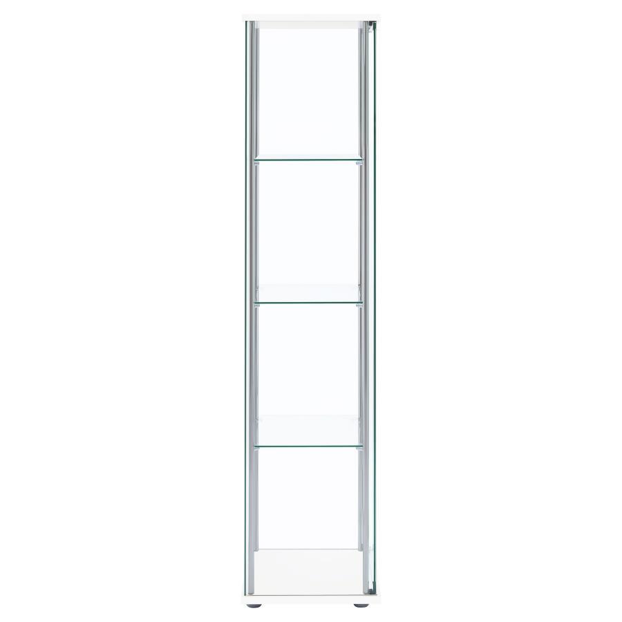 Bellatrix - 4 - Shelf Clear Glass Curio Cabinet - White Curio Cabinet modern furniture Contempo Furniture