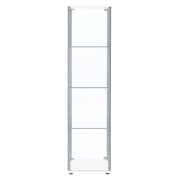 Bellatrix - 4 - Shelf Clear Glass Curio Cabinet - White Curio Cabinet modern furniture Contempo Furniture