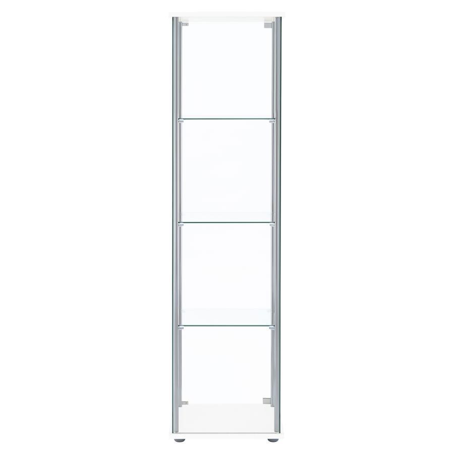 Bellatrix - 4 - Shelf Clear Glass Curio Cabinet - White Curio Cabinet modern furniture Contempo Furniture