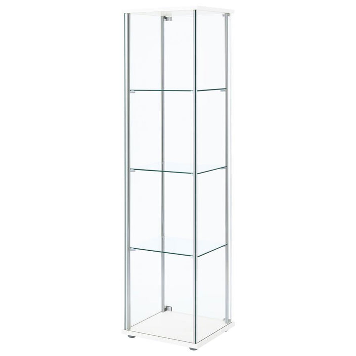 Bellatrix - 4 - Shelf Clear Glass Curio Cabinet - White Curio Cabinet modern furniture Contempo Furniture