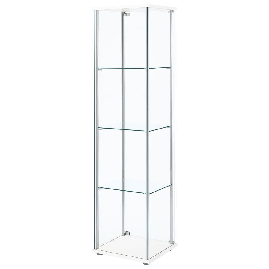 Bellatrix - 4 - Shelf Clear Glass Curio Cabinet - White Curio Cabinet modern furniture Contempo Furniture