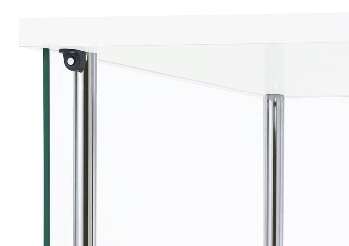 Bellatrix - 4 - Shelf Clear Glass Curio Cabinet - White Curio Cabinet modern furniture Contempo Furniture
