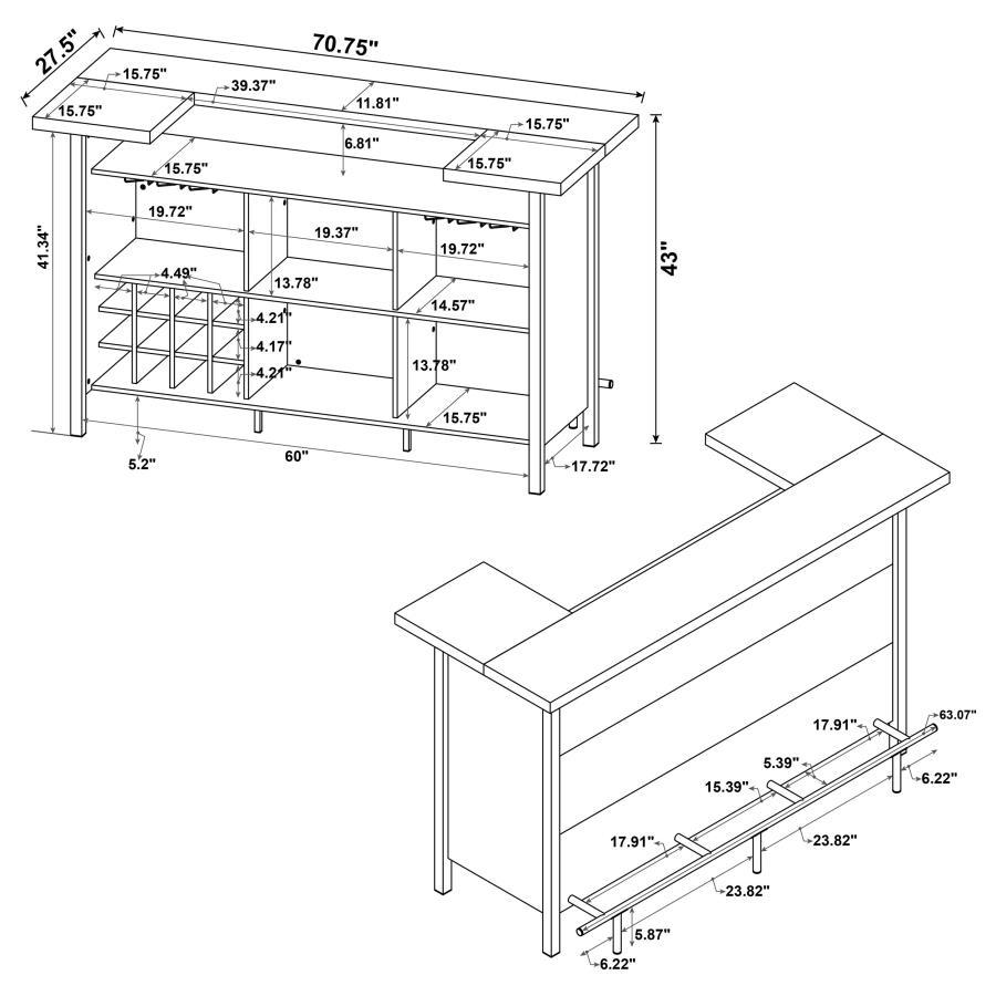 Bellemore - Freestanding Home Bar Wine Cabinet - Gray Driftwood Wine Cabinet modern furniture Contempo Furniture