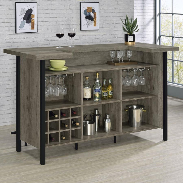 Bellemore - Freestanding Home Bar Wine Cabinet - Gray Driftwood Wine Cabinet modern furniture Contempo Furniture