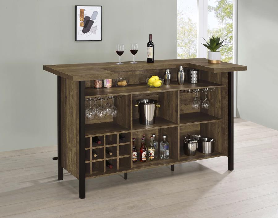Bellemore - Freestanding Home Bar Wine Cabinet - Rustic Oak Wine Cabinet modern furniture Contempo Furniture