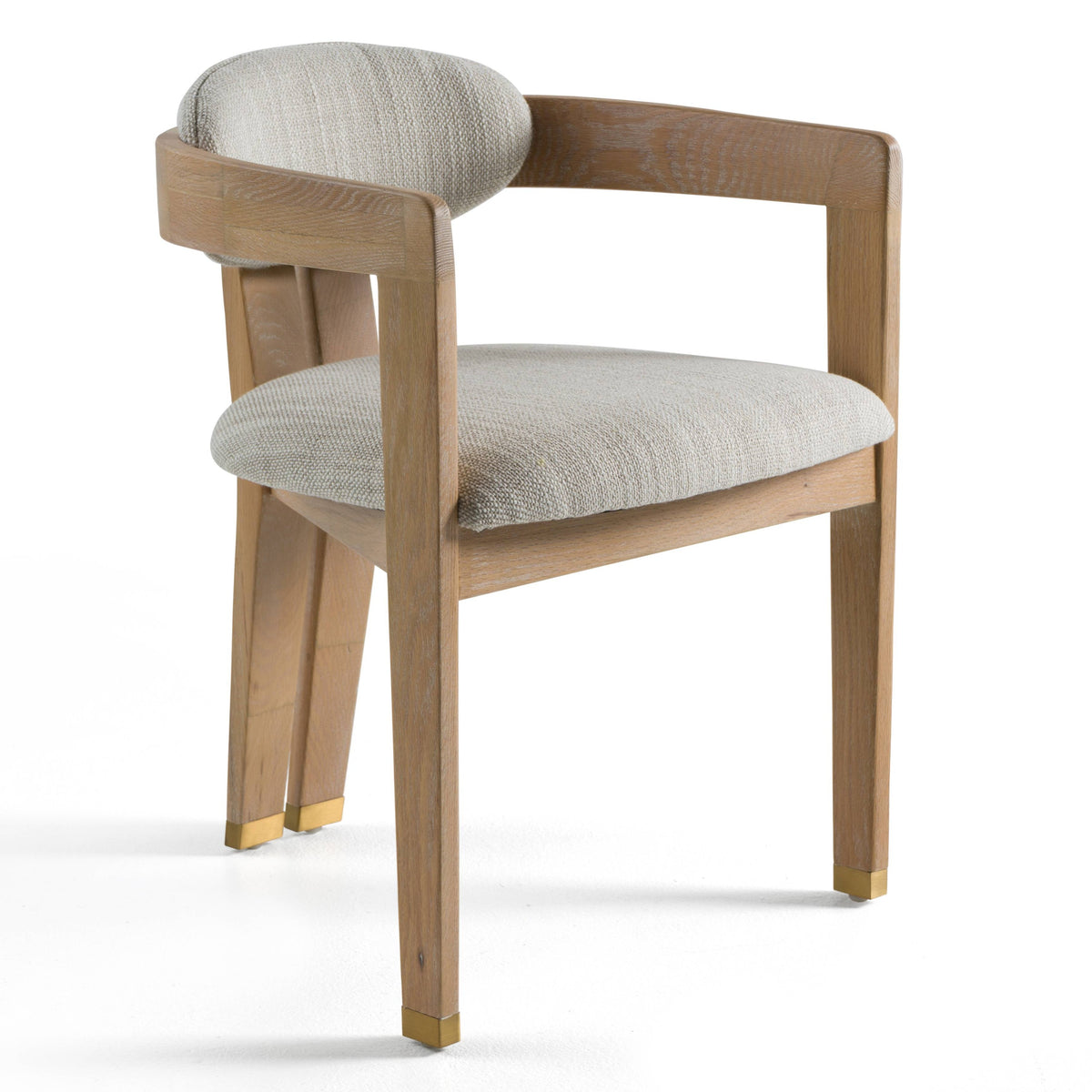 Belton - Modern Off-White Fabric + White Wash Oak Dining Chair