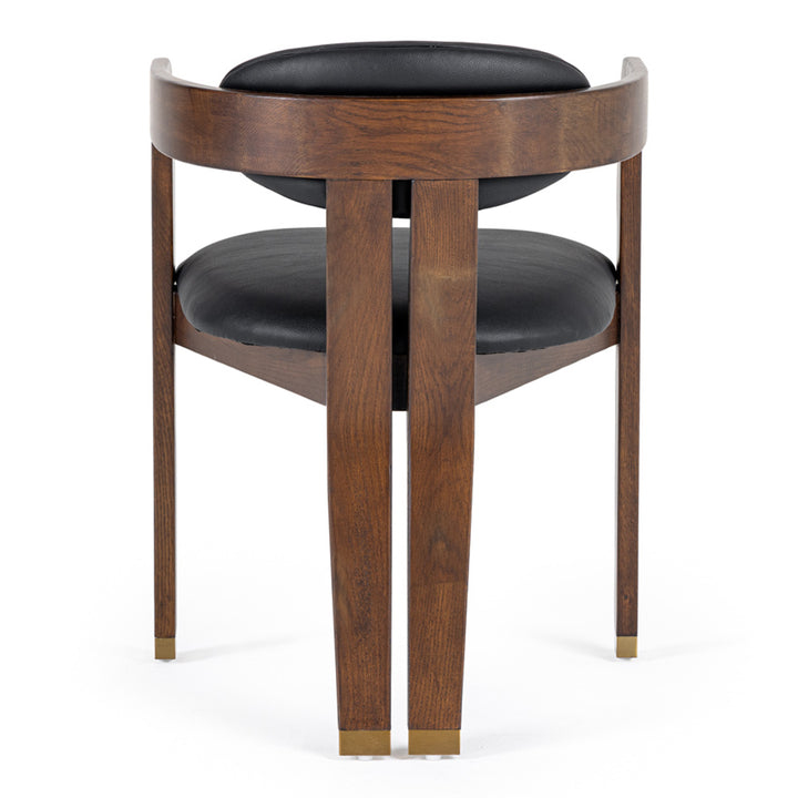 Belton - Modern Black Vegan Leather + Brown Oak Dining Chair