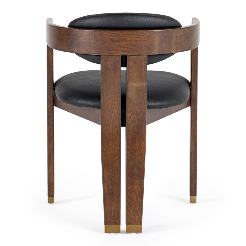 Belton - Modern Black Vegan Leather + Brown Oak Dining Chair - View 10