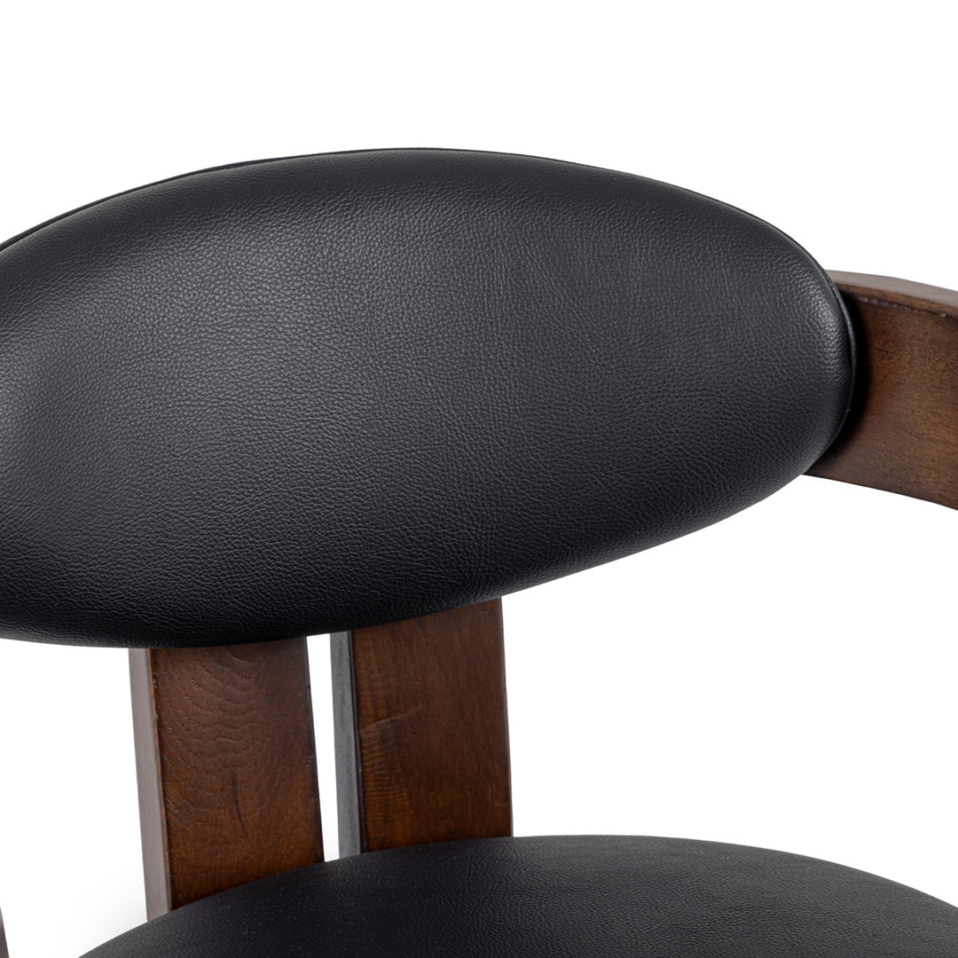 Belton - Modern Black Vegan Leather + Brown Oak Dining Chair
