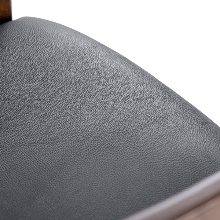 Belton - Modern Black Vegan Leather + Brown Oak Dining Chair