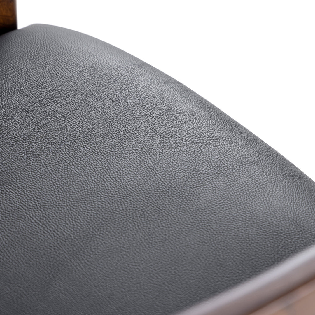 Belton - Modern Black Vegan Leather + Brown Oak Dining Chair