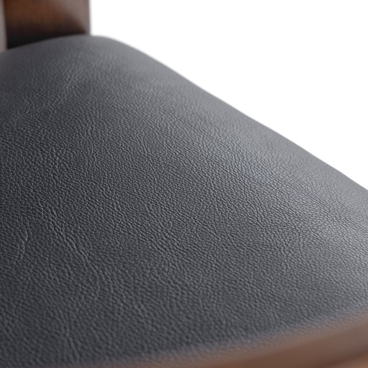 Belton - Modern Black Vegan Leather + Brown Oak Counter Chair