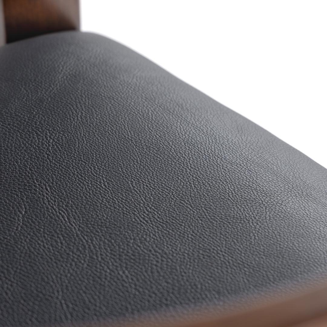 Belton - Modern Black Vegan Leather + Brown Oak Counter Chair