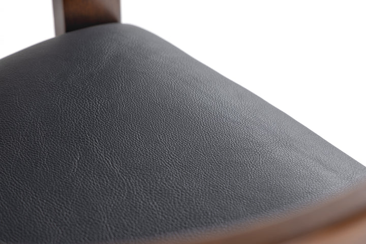 Belton - Modern Black Vegan Leather + Brown Oak Counter Chair