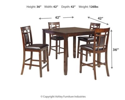 Bennox Counter Height Dining Table and Bar Stools (Set of 5) - Dark Brown 5 Piece Dining Room Set modern furniture Contempo Furniture