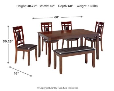 Bennox Dining Table and Chairs with Bench (Set of 6) - Dark Brown 6 Piece Dining Room Set modern furniture Contempo Furniture