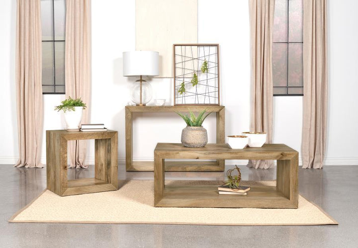 Benton - Rectangular Solid Wood Sofa Console Table - Natural Console Table modern furniture Contempo Furniture