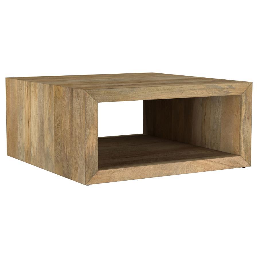 Benton - Square Solid Mango Wood Coffee Table - Natural Coffee Table modern furniture Contempo Furniture