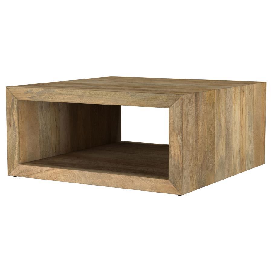 Benton - Square Solid Mango Wood Coffee Table - Natural Coffee Table modern furniture Contempo Furniture