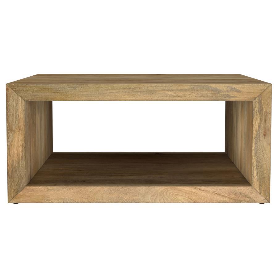 Benton - Square Solid Mango Wood Coffee Table - Natural Coffee Table modern furniture Contempo Furniture