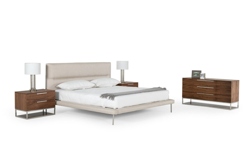 Bergeron - Contemporary Cream Woven Fabric Bed - View 4