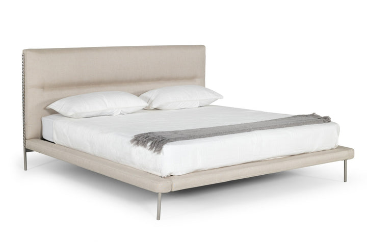 Bergeron - Contemporary Cream Woven Fabric Bed