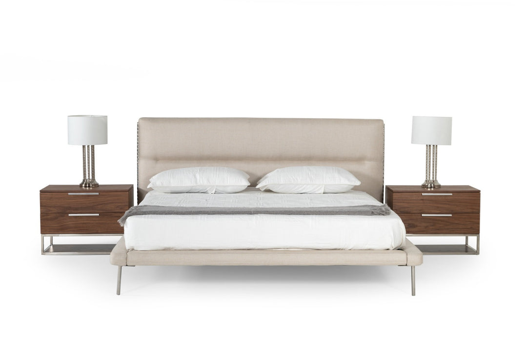 Bergeron - Contemporary Cream Woven Fabric Bed