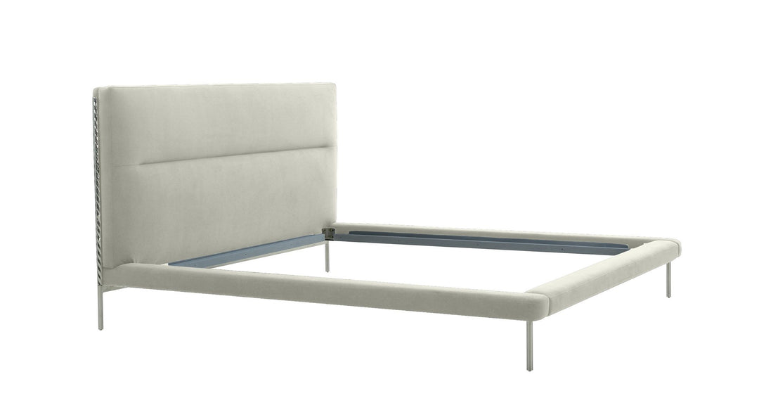 Bergeron - Eastern King Contemporary Cream Woven Fabric Bed