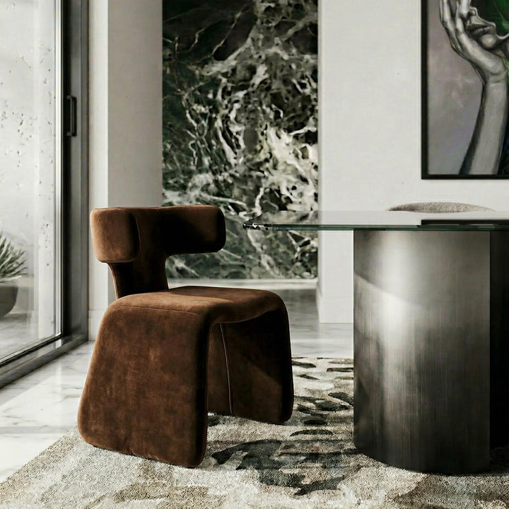 Bergman - Modern Brown Velvet Dining Chair