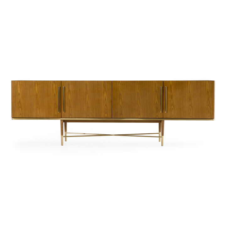 Bernard Mid-Century Modern Walnut &amp; Gold Buffet