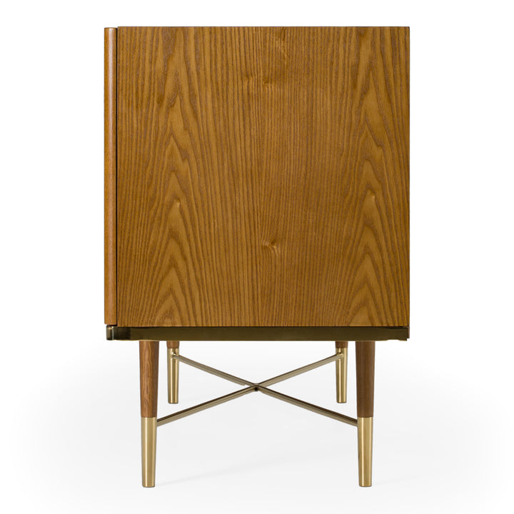 Bernard Mid-Century Modern Walnut &amp; Gold Buffet