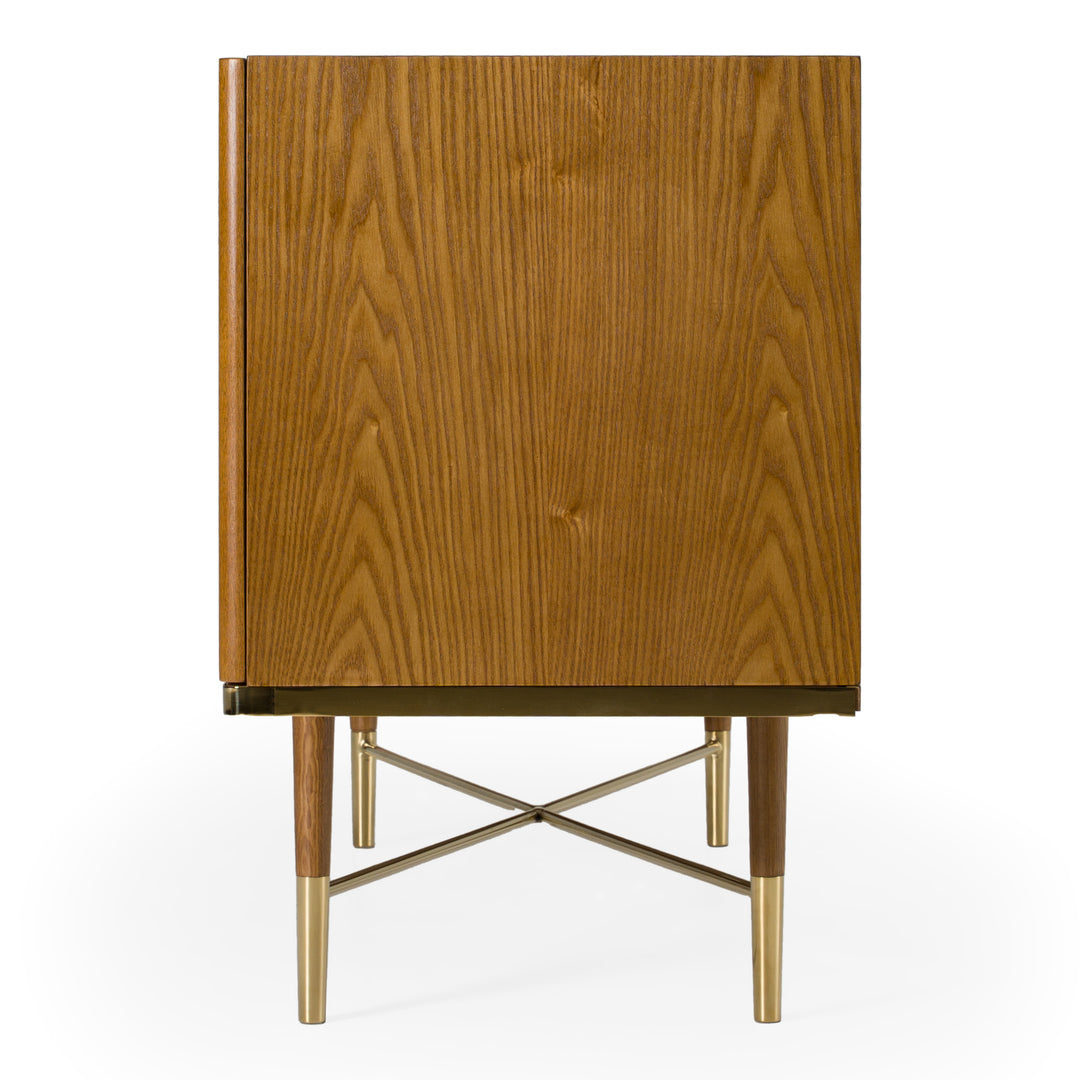Bernard Mid-Century Modern Walnut & Gold Buffet