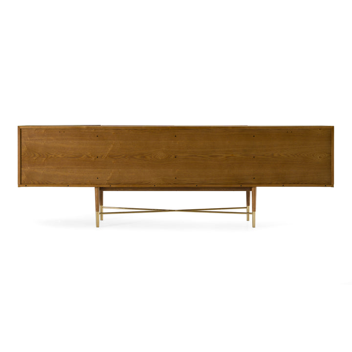 Bernard Mid-Century Modern Walnut &amp; Gold Buffet