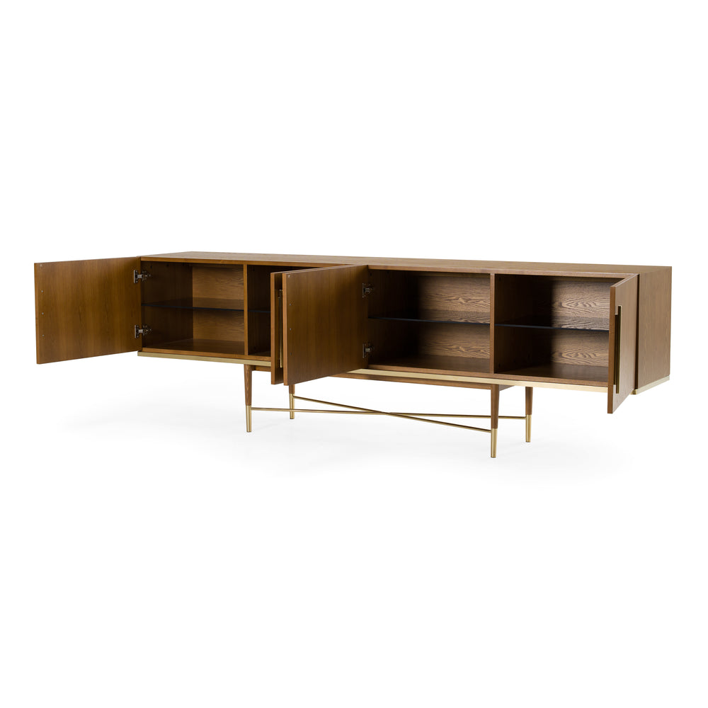 Bernard Mid-Century Modern Walnut & Gold Buffet - View 5
