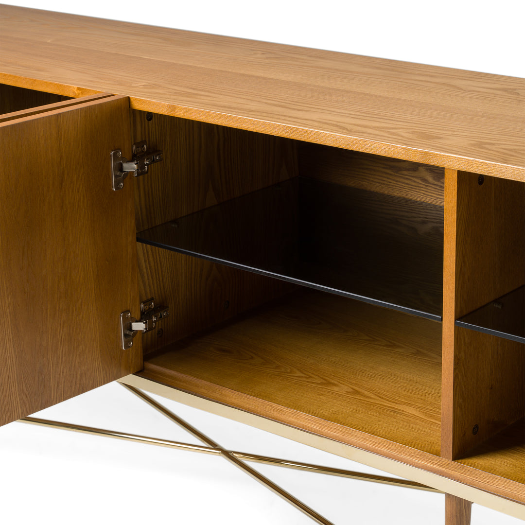Bernard Mid-Century Modern Walnut & Gold Buffet
