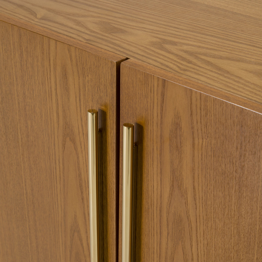Bernard Mid-Century Modern Walnut & Gold Buffet - View 7