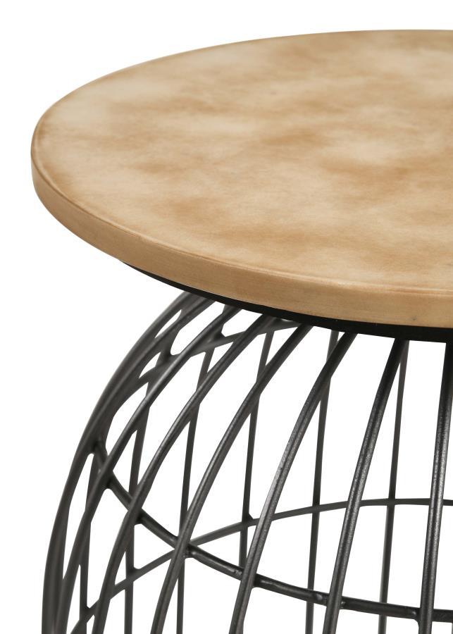 Bernardo - Round Wire Frame Side Table - Natural And Gunmetal Side Table modern furniture Contempo Furniture