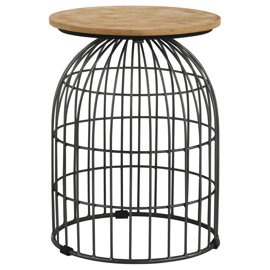 Bernardo - Round Wire Frame Side Table - Natural And Gunmetal Side Table modern furniture Contempo Furniture