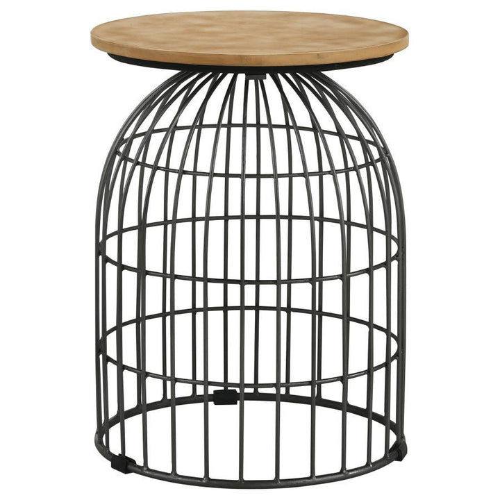 Bernardo - Round Wire Frame Side Table - Natural And Gunmetal Side Table modern furniture Contempo Furniture