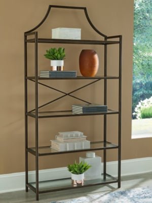 Bernonly 72" Bookcase - Bronze Etageres modern furniture Contempo Furniture