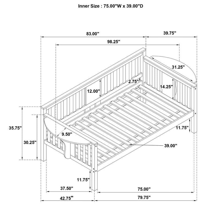 Bethany - Wood Twin Daybed With Drop - Down Tables - White DayBed modern furniture Contempo Furniture