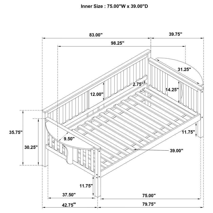 Bethany - Wood Twin Daybed With Drop - Down Tables - White DayBed modern furniture Contempo Furniture