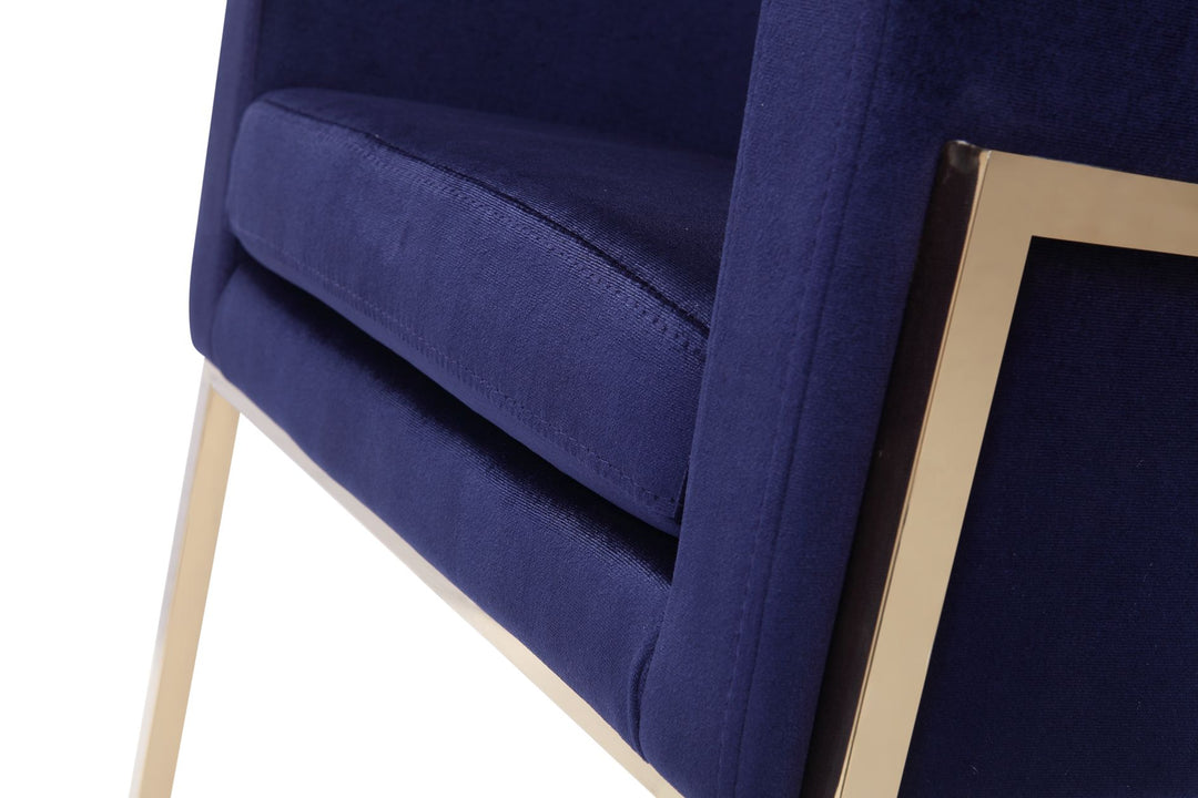 Betsy  Modern Navy Blue Velvet + Gold Kids Chair