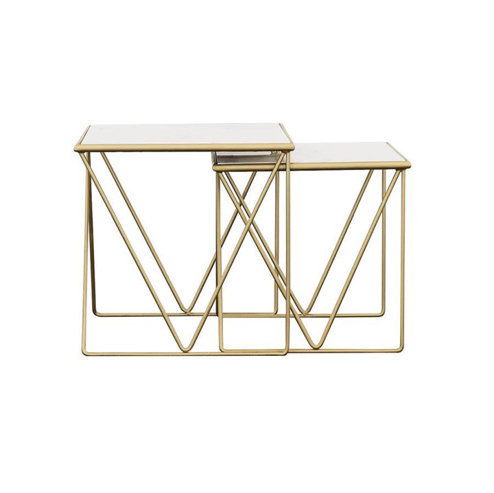 Bette - 2 Piece Marble Top Nesting Table Set - White And Gold Nesting Table modern furniture Contempo Furniture